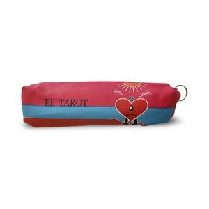 Bad Bunny "El Tarot" Pink Cosmetic Pouch with Keychain - Tropical Beach Design